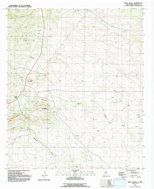 Classic USGS White Signal New Mexico 7.5'x7.5' Topo Map Image