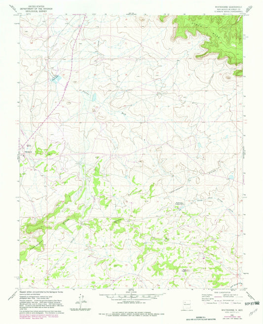 Classic USGS Whitehorse New Mexico 7.5'x7.5' Topo Map Image