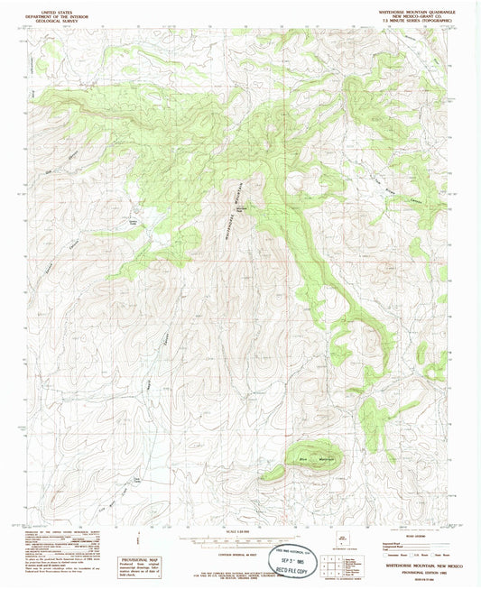 Classic USGS Whitehorse Mountain New Mexico 7.5'x7.5' Topo Map Image
