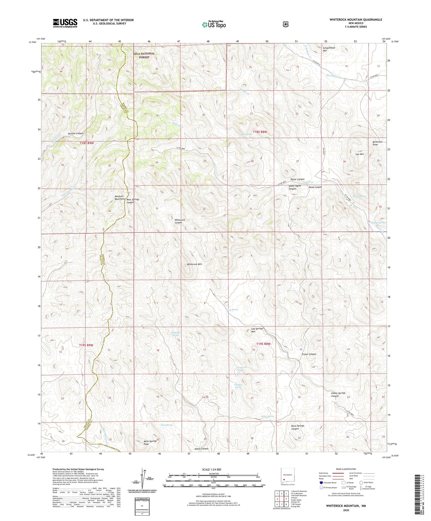 Whiterock Mountain New Mexico US Topo Map Image