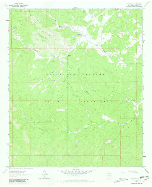 Classic USGS Whitetail New Mexico 7.5'x7.5' Topo Map Image