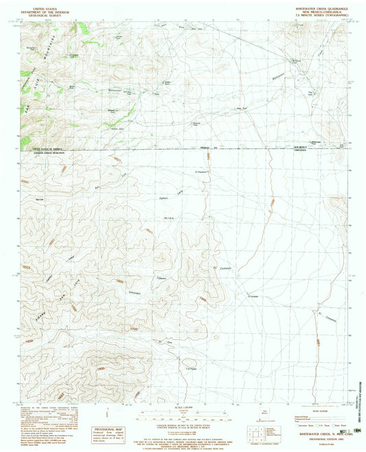 Classic USGS Whitewater Creek New Mexico 7.5'x7.5' Topo Map Image