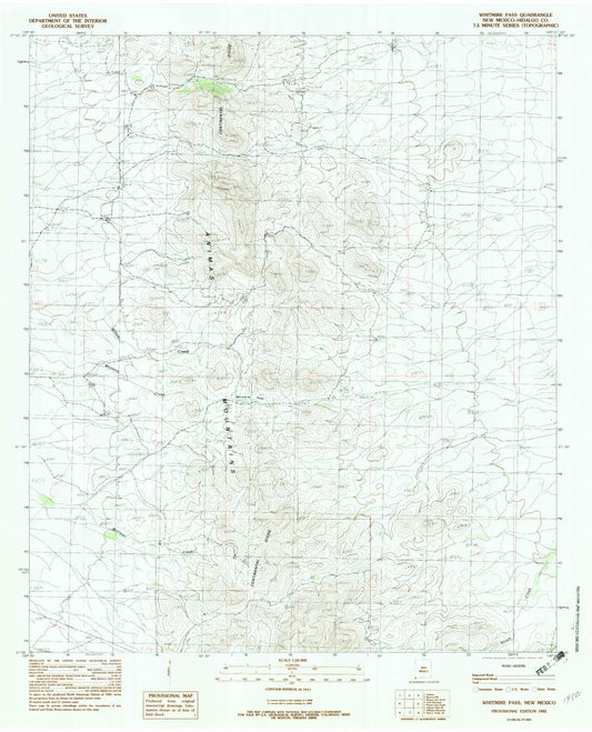 Classic USGS Whitmire Pass New Mexico 7.5'x7.5' Topo Map Image