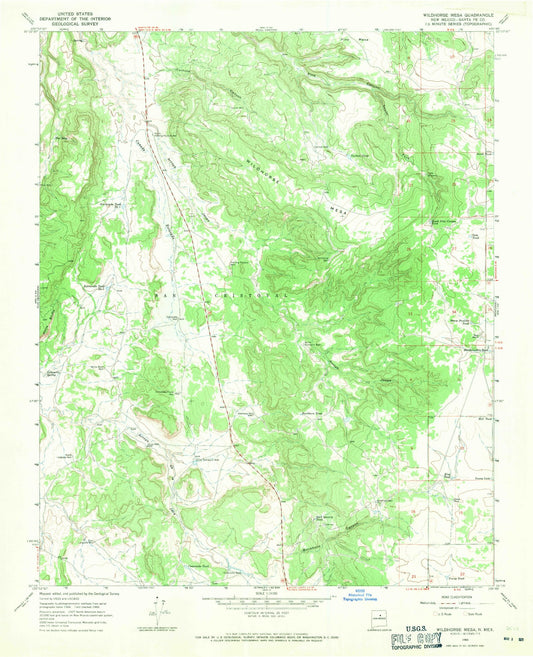 Classic USGS Wildhorse Mesa New Mexico 7.5'x7.5' Topo Map Image