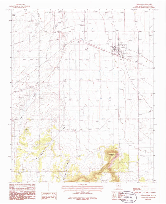Classic USGS Willard New Mexico 7.5'x7.5' Topo Map Image