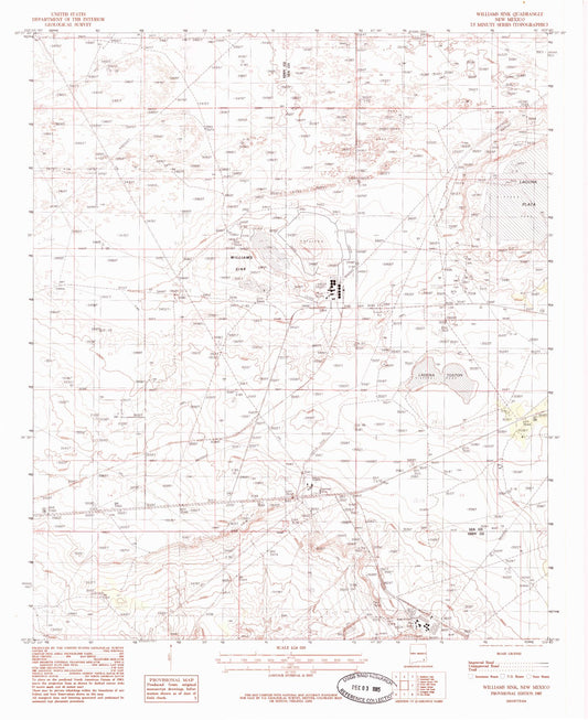 Classic USGS Williams Sink New Mexico 7.5'x7.5' Topo Map Image