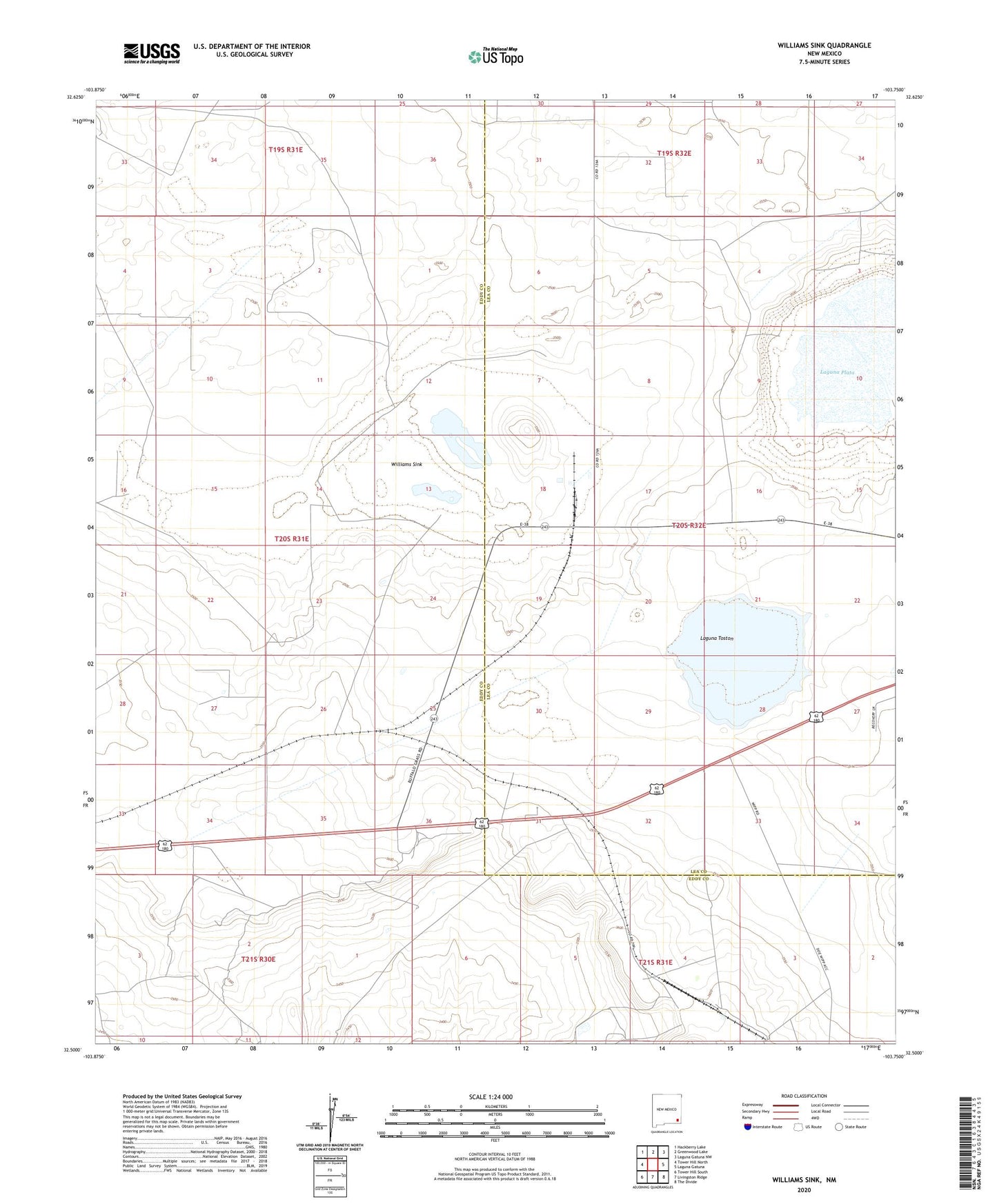 Williams Sink New Mexico US Topo Map Image