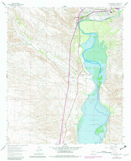 Classic USGS Williamsburg New Mexico 7.5'x7.5' Topo Map Image