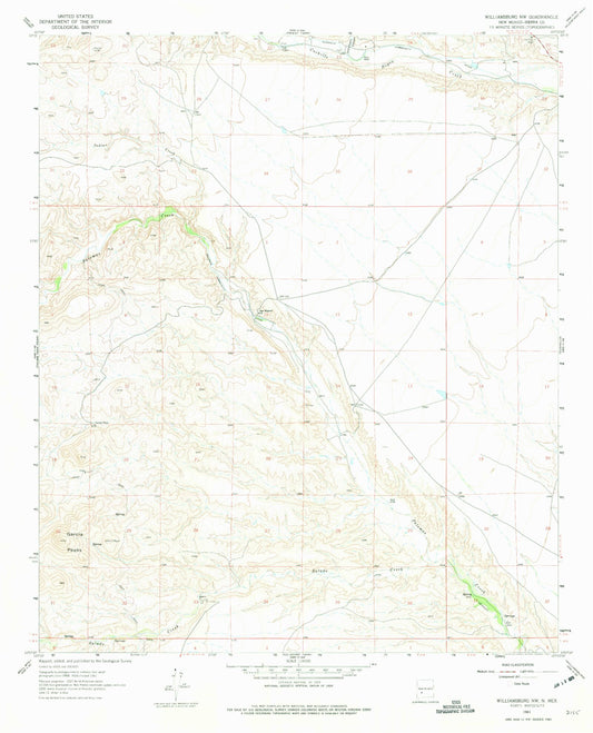 Classic USGS Williamsburg NW New Mexico 7.5'x7.5' Topo Map Image