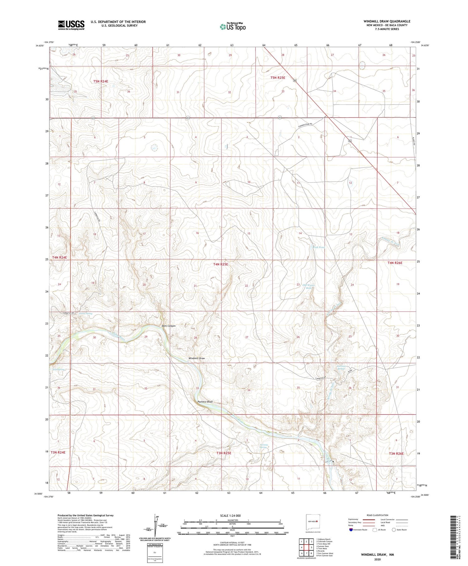 Windmill Draw New Mexico US Topo Map Image