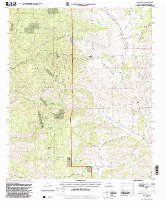 Classic USGS Winston New Mexico 7.5'x7.5' Topo Map Image