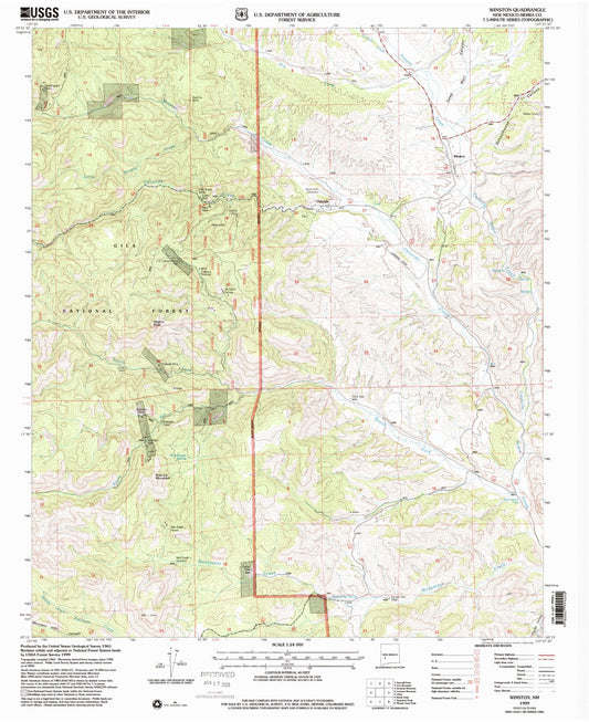 Classic USGS Winston New Mexico 7.5'x7.5' Topo Map Image
