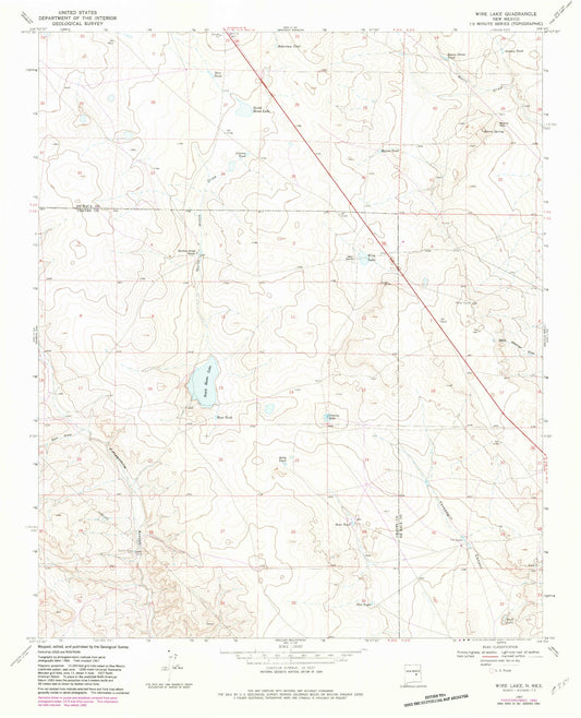 Classic USGS Wire Lake New Mexico 7.5'x7.5' Topo Map Image