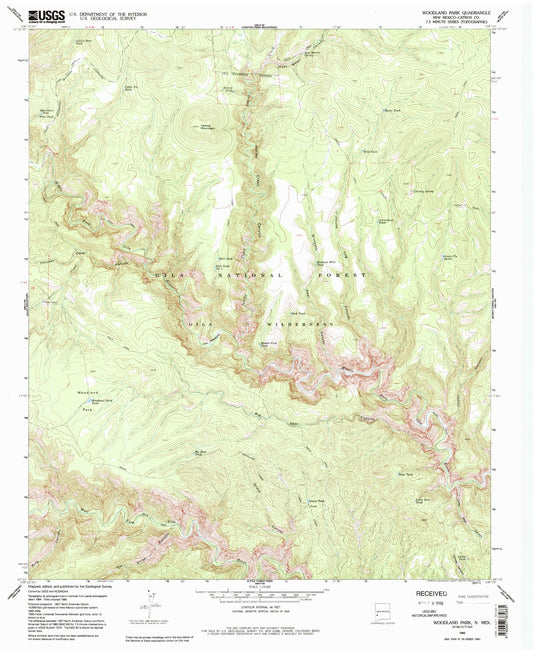 USGS Classic Woodland Park New Mexico 7.5'x7.5' Topo Map Image