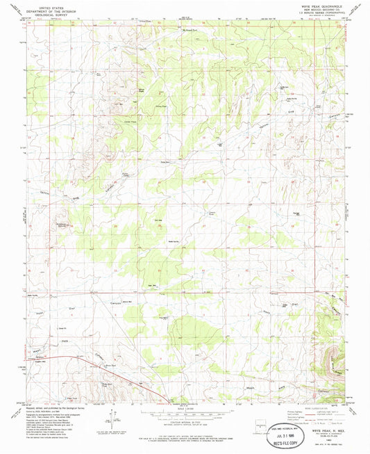 Classic USGS Wrye Peak New Mexico 7.5'x7.5' Topo Map Image