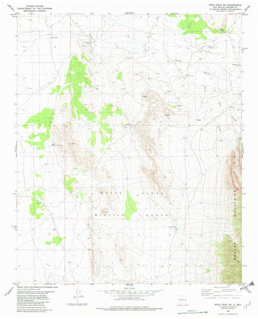 Classic USGS Wrye Peak SW New Mexico 7.5'x7.5' Topo Map Image