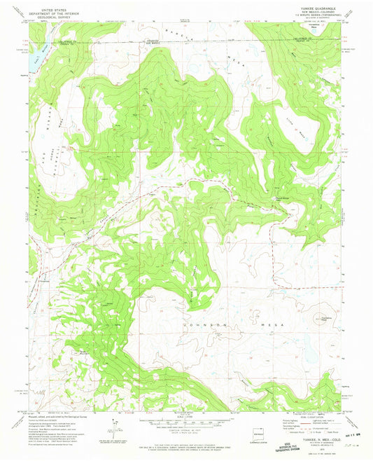 Classic USGS Yankee New Mexico 7.5'x7.5' Topo Map Image