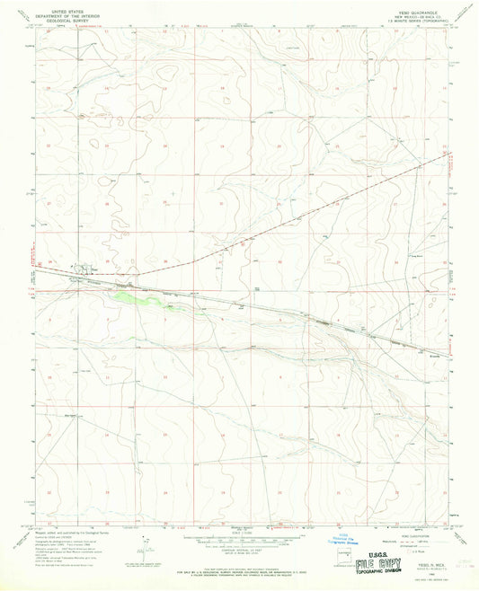 Classic USGS Yeso New Mexico 7.5'x7.5' Topo Map Image