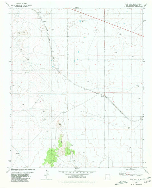 Classic USGS Yeso Mesa New Mexico 7.5'x7.5' Topo Map Image