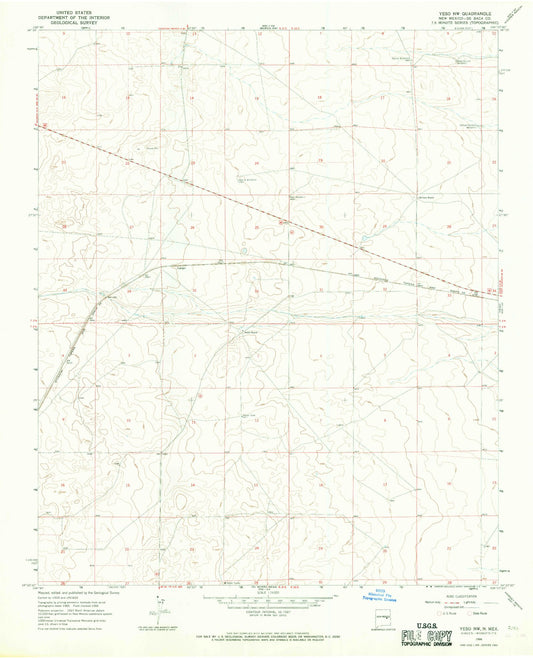 Classic USGS Yeso NW New Mexico 7.5'x7.5' Topo Map Image