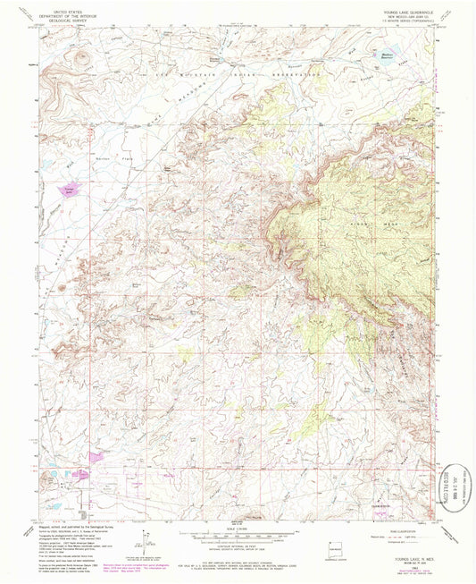 Classic USGS Youngs Lake New Mexico 7.5'x7.5' Topo Map Image