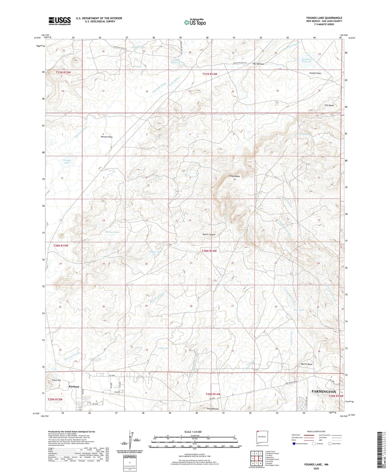 Youngs Lake New Mexico US Topo Map Image