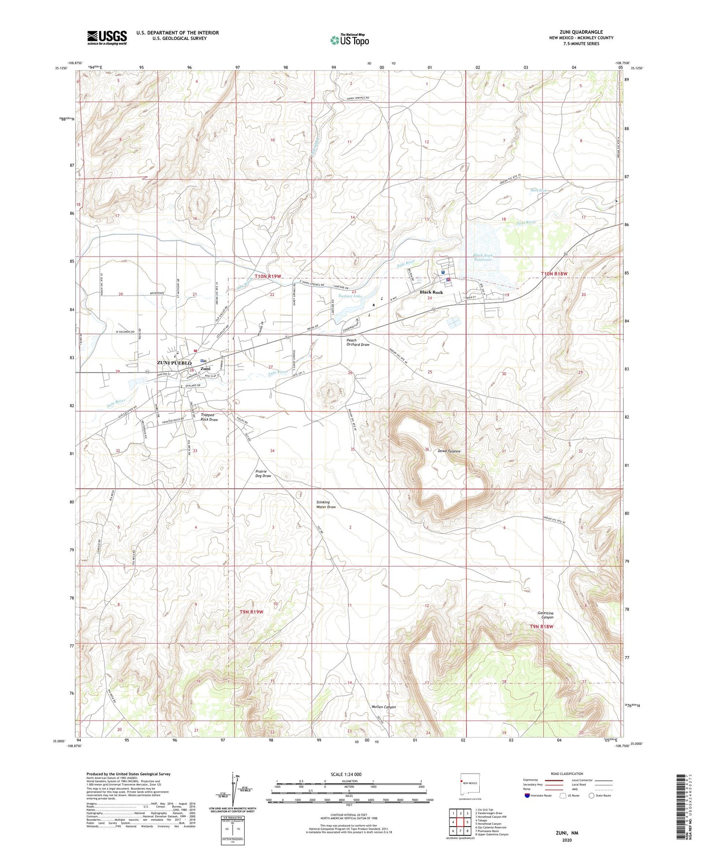 Zuni New Mexico US Topo Map Image