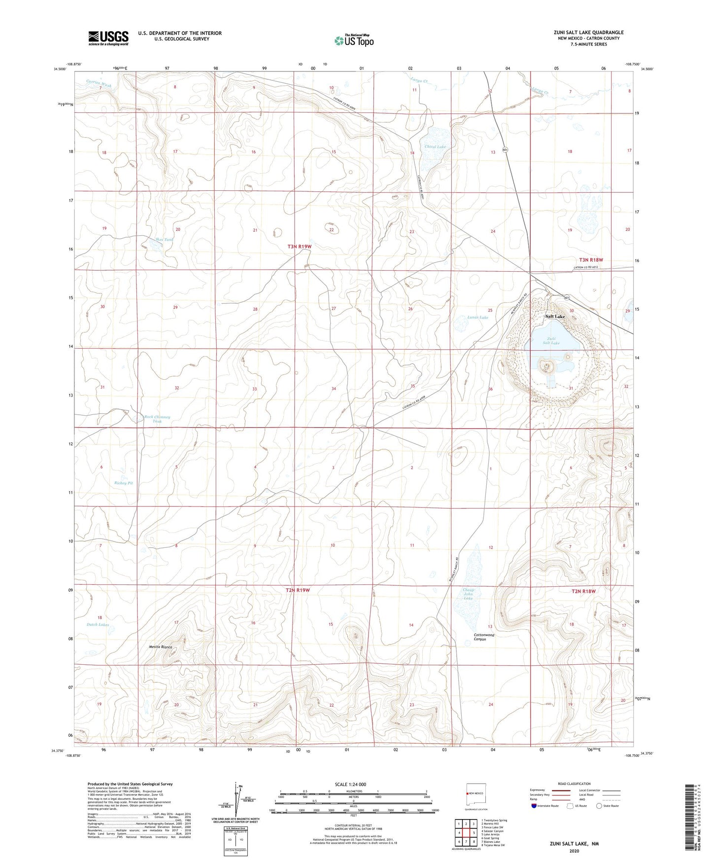 Zuni Salt Lake New Mexico US Topo Map Image
