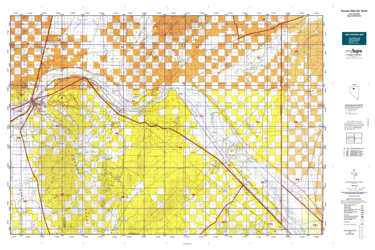 Nevada GMU 051 South Map Image