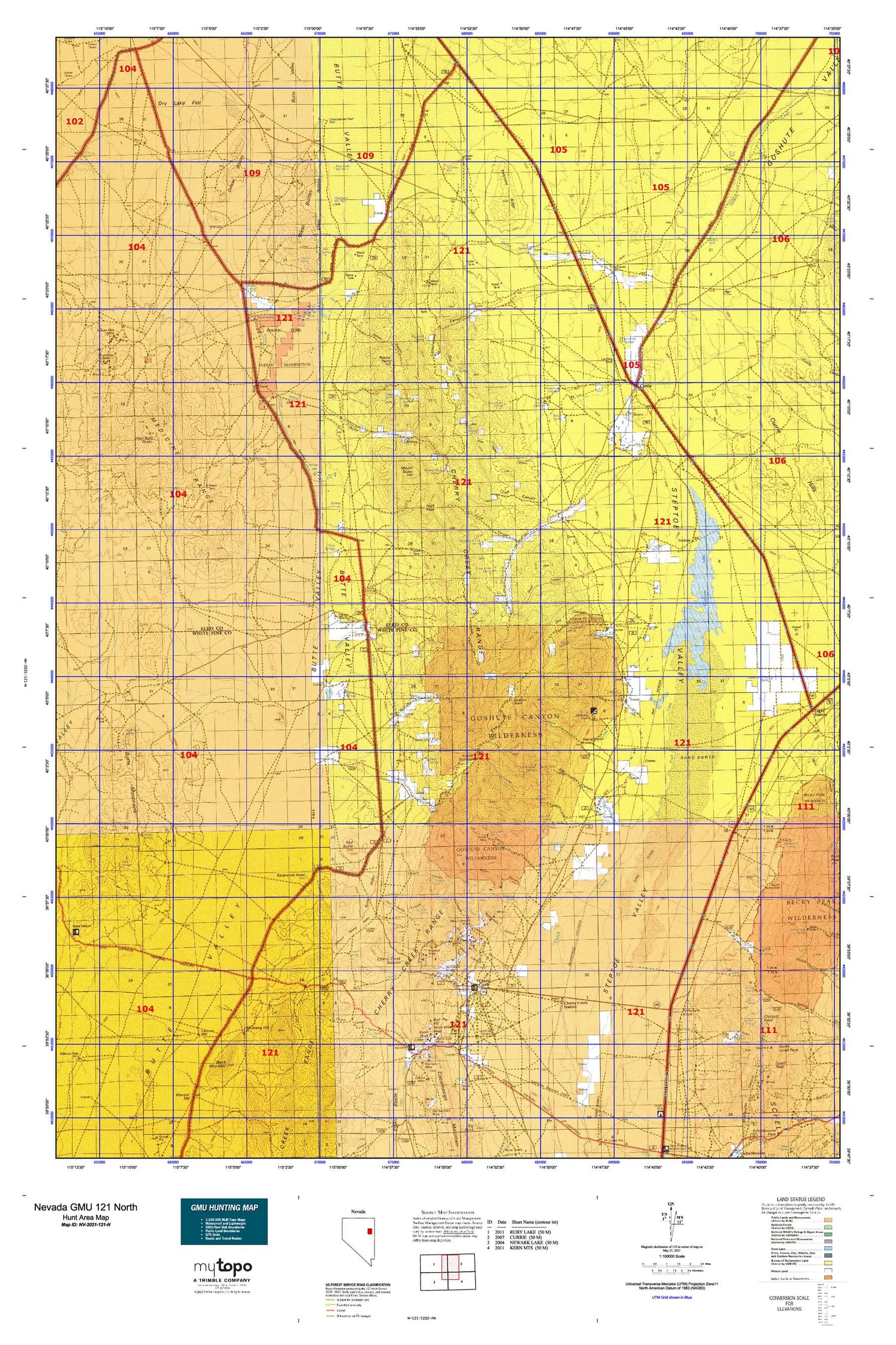 Nevada GMU 121 North Map Image