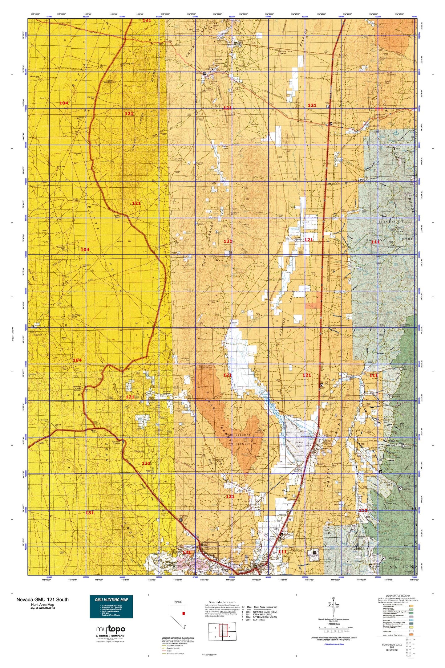 Nevada GMU 121 South Map Image