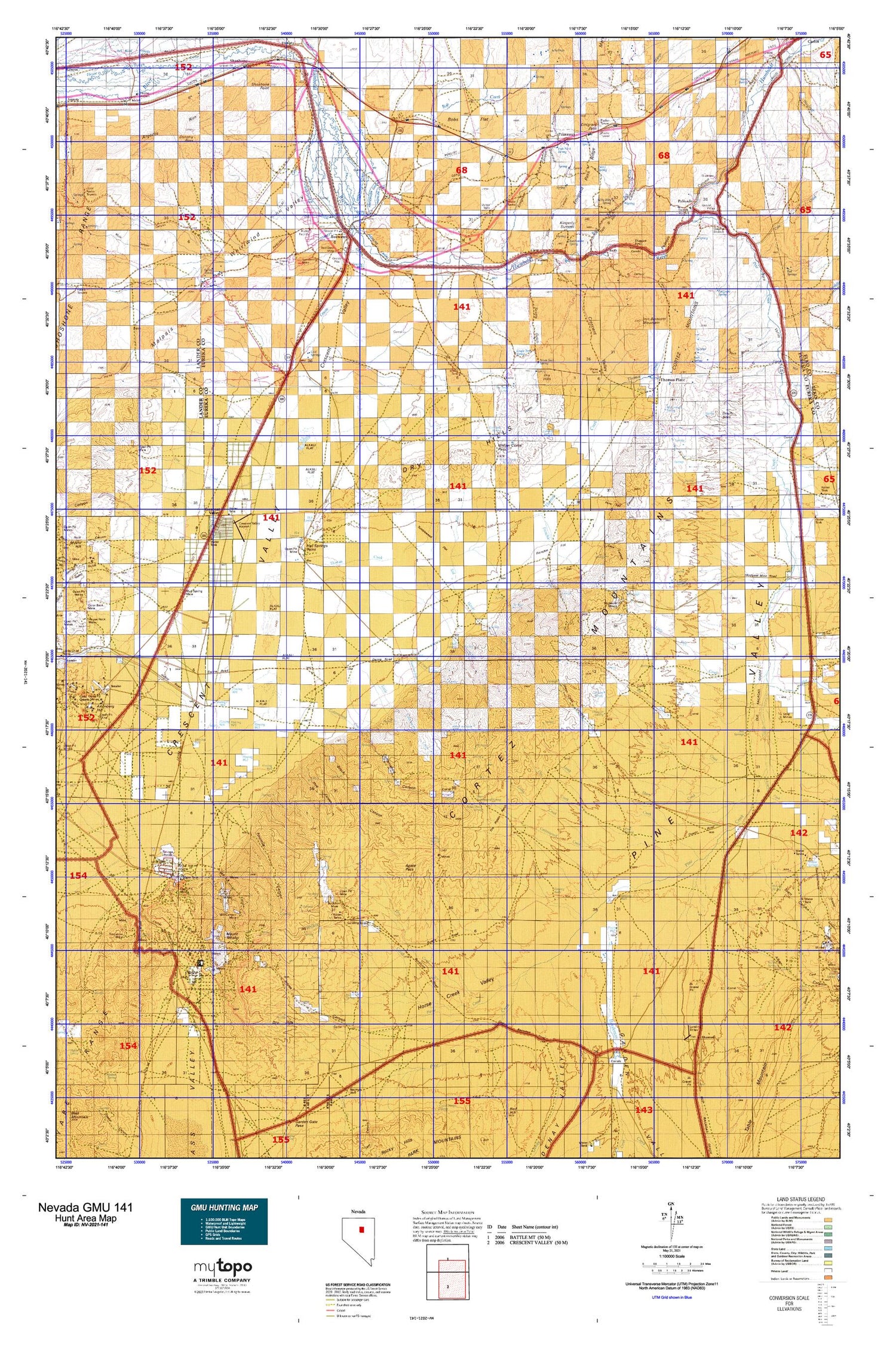 Nevada GMU 141 Map Image