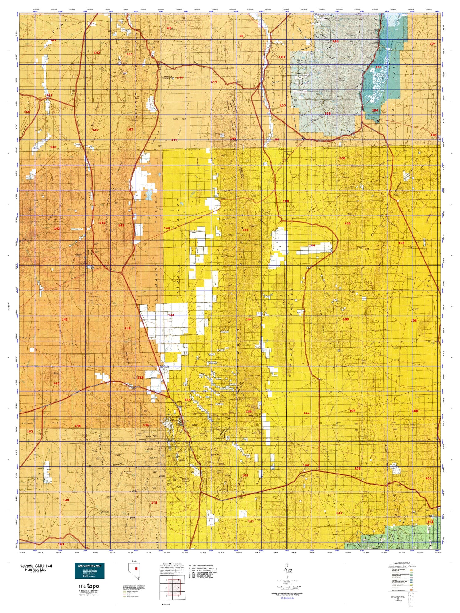 Nevada GMU 144 Map Image