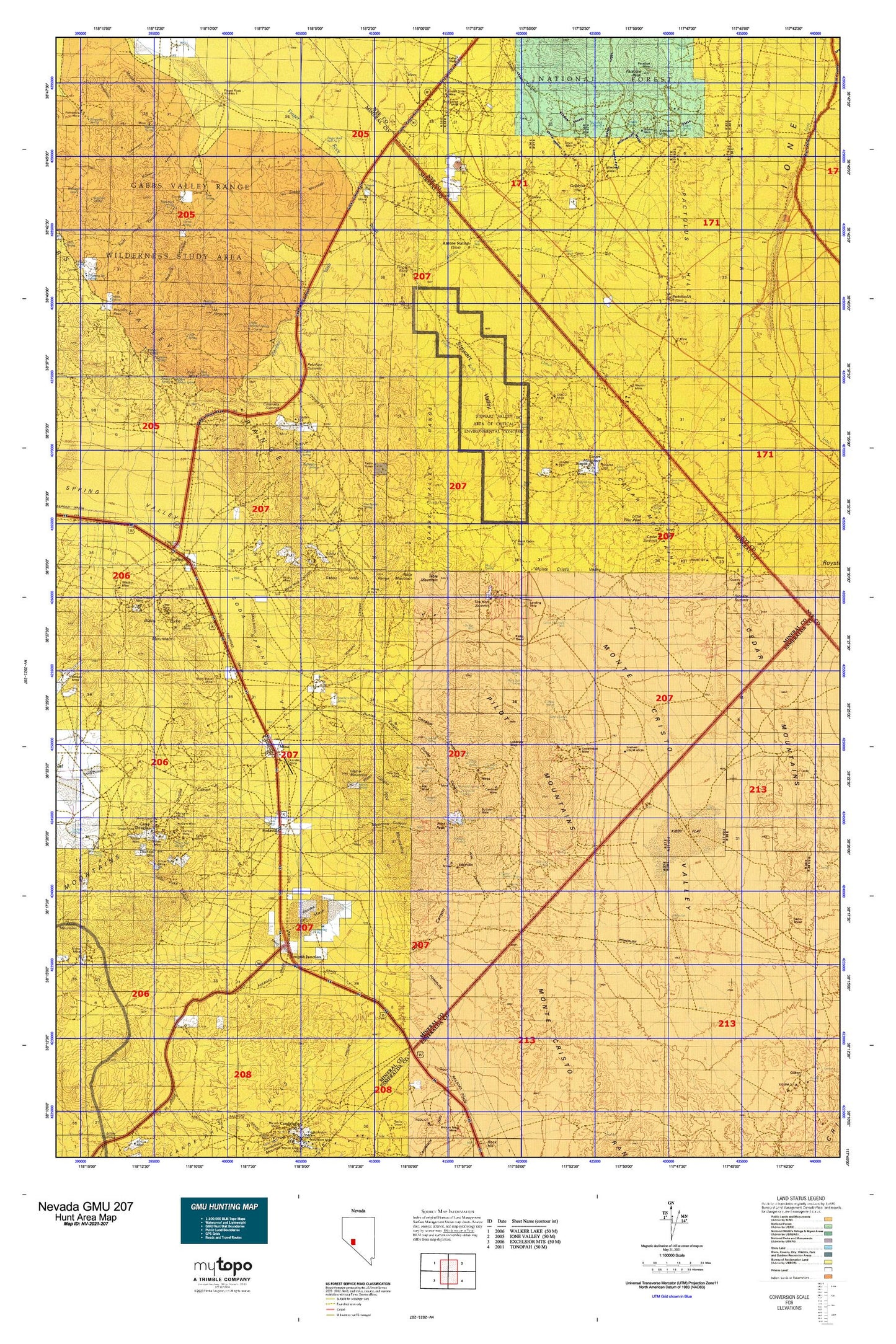 Nevada GMU 207 Map Image