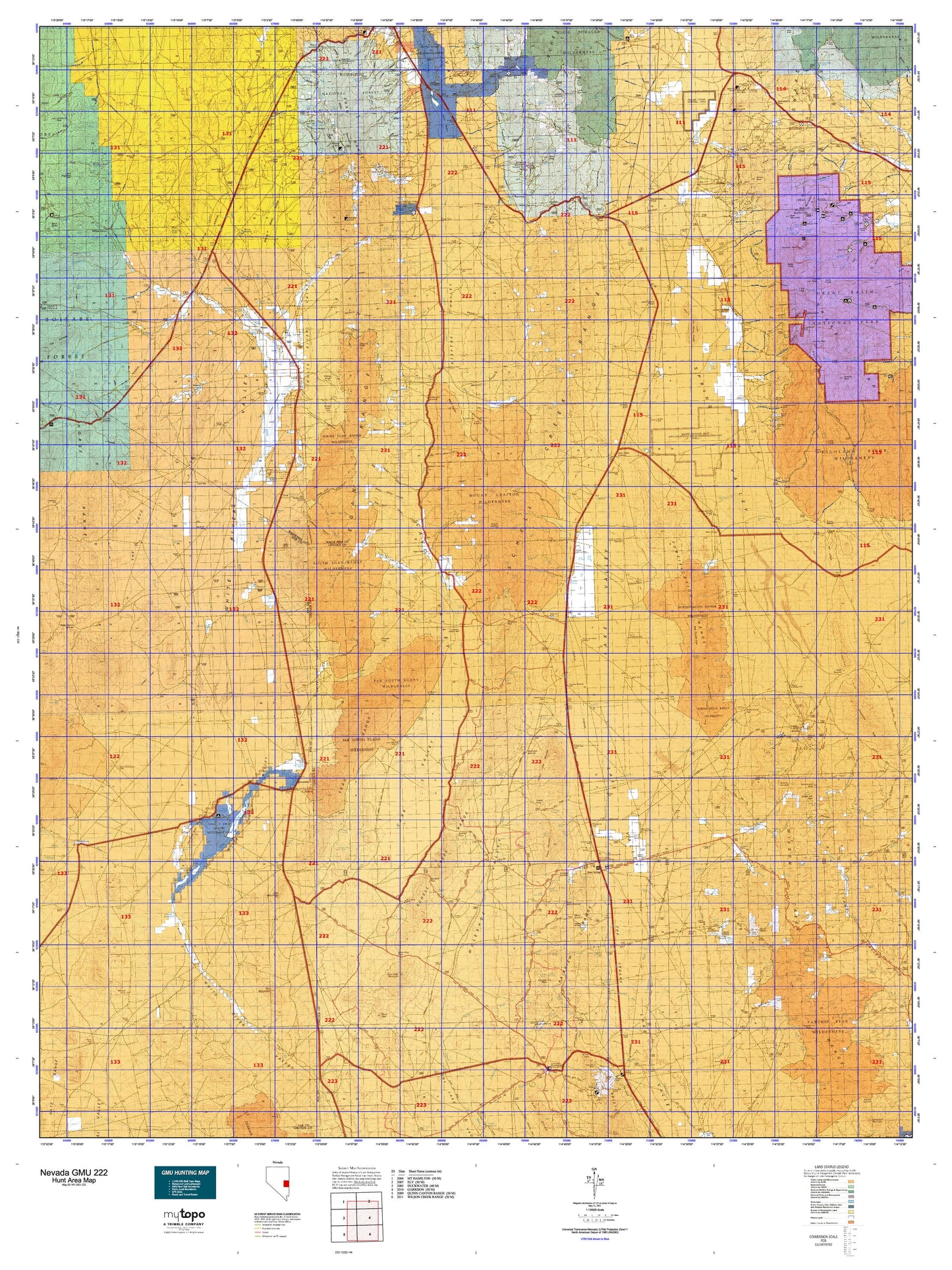Nevada GMU 222 Map Image