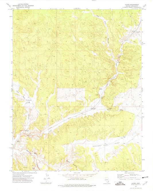 Classic USGS Acoma Nevada 7.5'x7.5' Topo Map Image