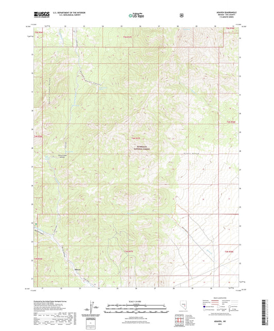 Adaven Nevada US Topo Map Image