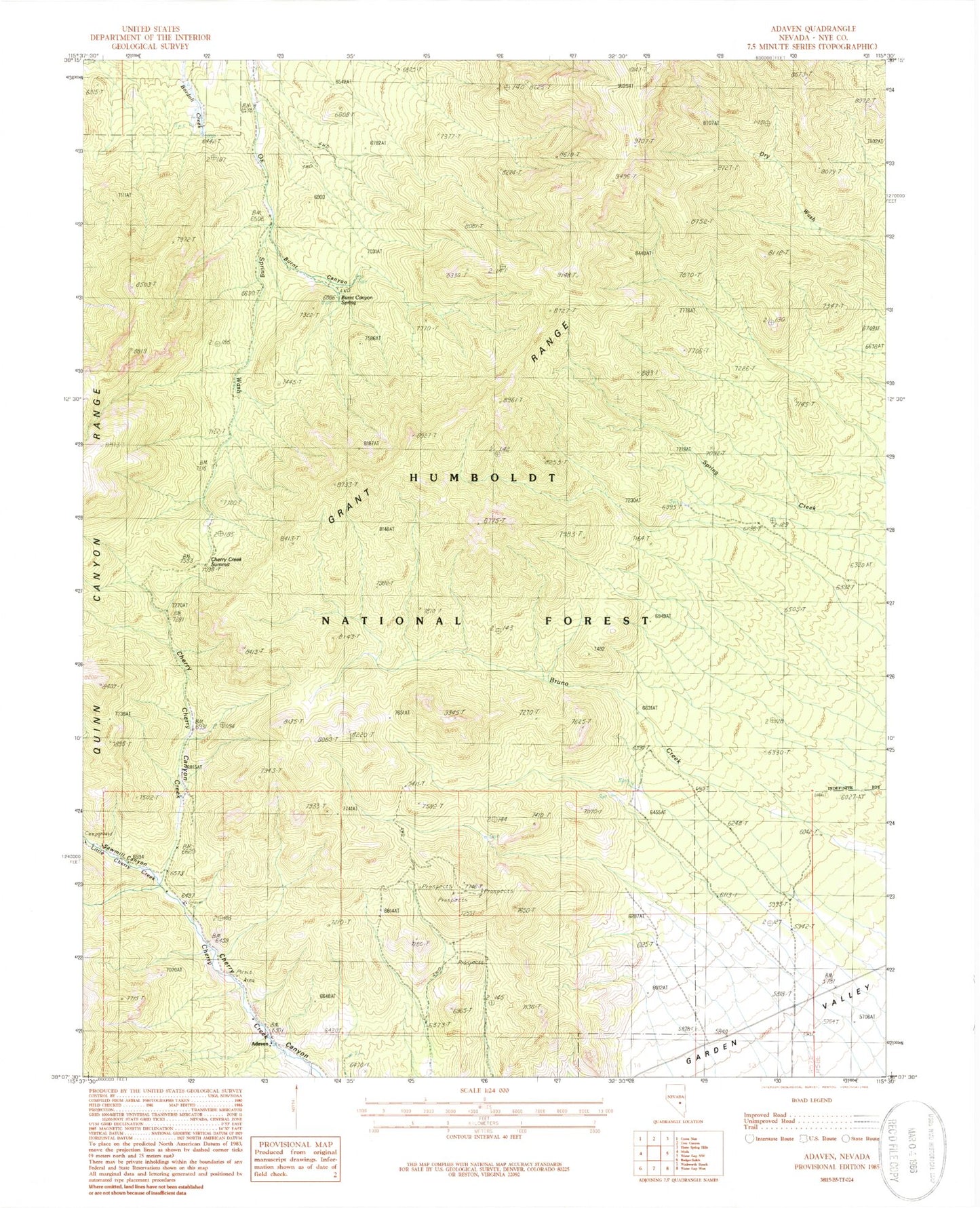Classic USGS Adaven Nevada 7.5'x7.5' Topo Map Image