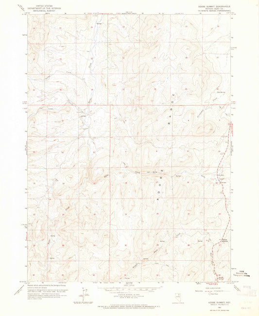 Classic USGS Adobe Summit Nevada 7.5'x7.5' Topo Map Image