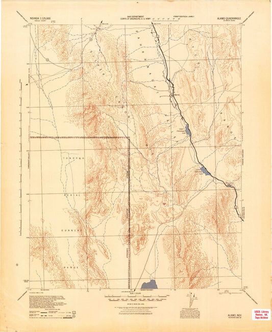 Historic 1945 Alamo Nevada 30'x30' Topo Map Image