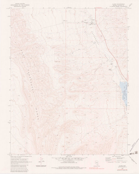 Classic USGS Alamo Nevada 7.5'x7.5' Topo Map Image