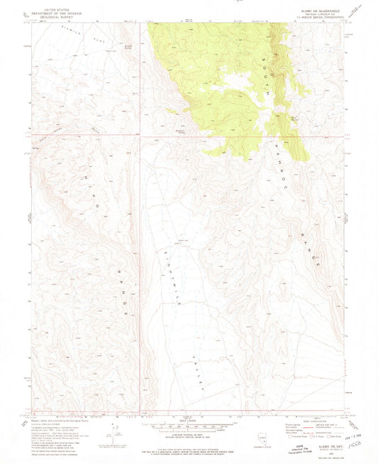 Classic USGS Alamo NE Nevada 7.5'x7.5' Topo Map Image