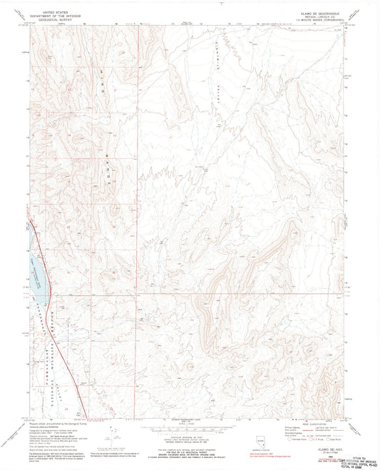 Classic USGS Alamo SE Nevada 7.5'x7.5' Topo Map Image