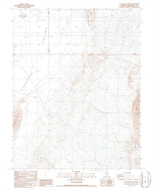 Classic USGS Alcatraz Island Nevada 7.5'x7.5' Topo Map Image