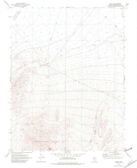 Classic USGS Alkali Nevada 7.5'x7.5' Topo Map Image