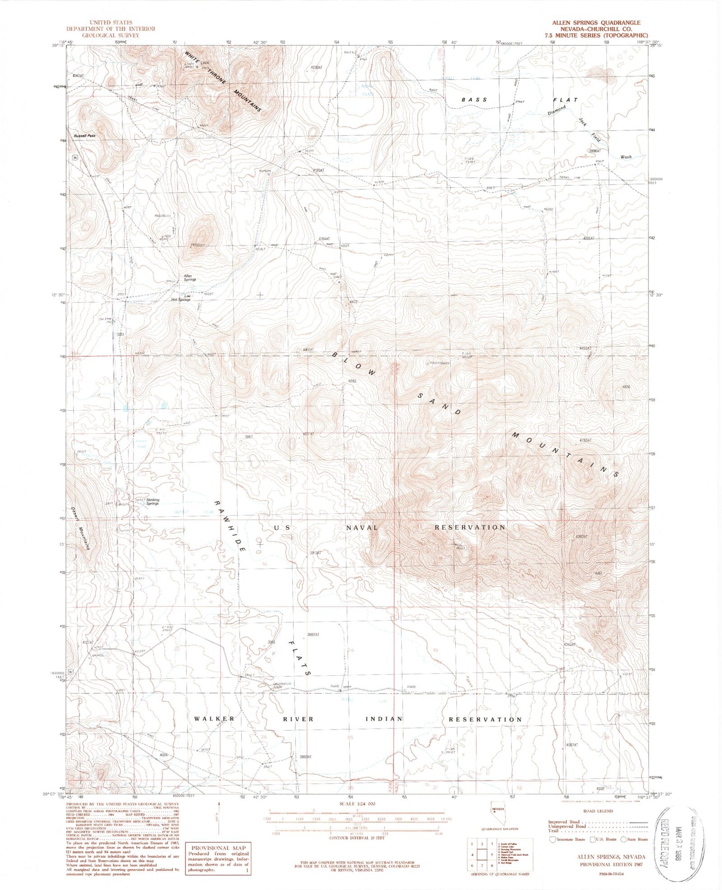 Classic USGS Allen Springs Nevada 7.5'x7.5' Topo Map Image