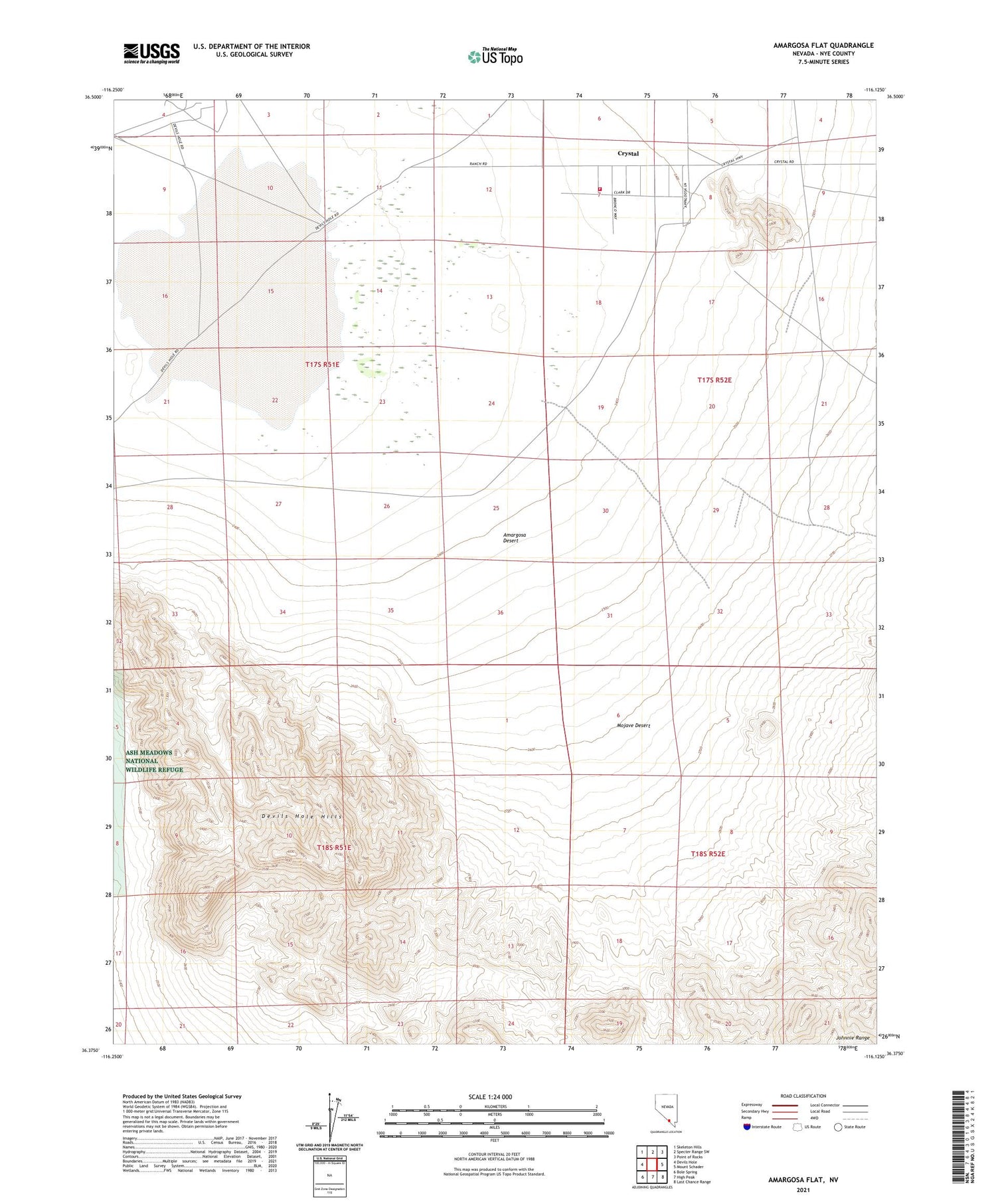 Amargosa Flat Nevada US Topo Map Image