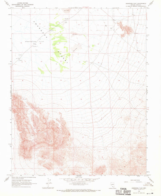 Classic USGS Amargosa Flat Nevada 7.5'x7.5' Topo Map Image