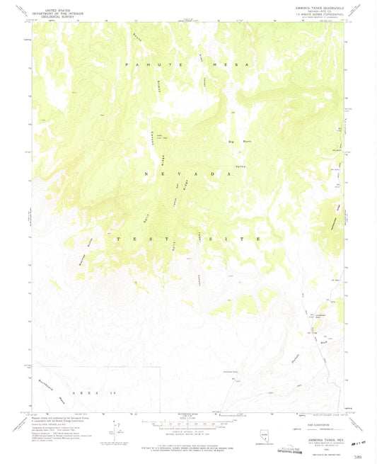 Classic USGS Ammonia Tanks Nevada 7.5'x7.5' Topo Map Image