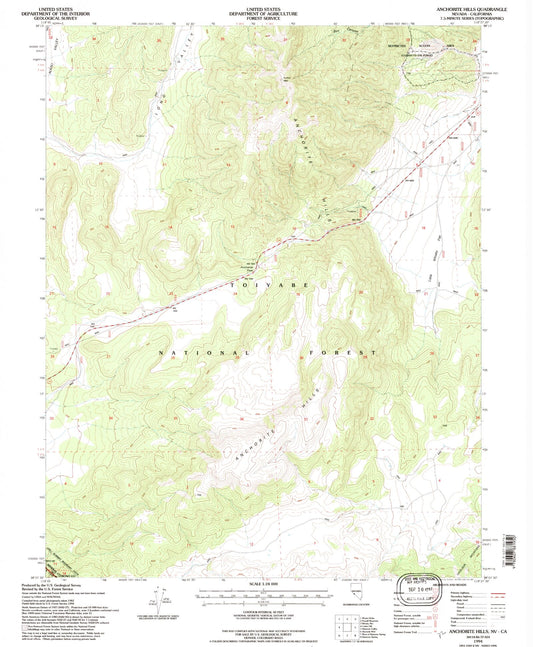Classic USGS Anchorite Hills Nevada 7.5'x7.5' Topo Map Image